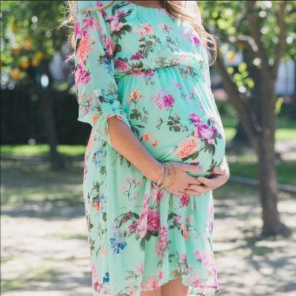Pinkblush Dresses & Skirts - Mint Floral Maternity dress by Pinkblush